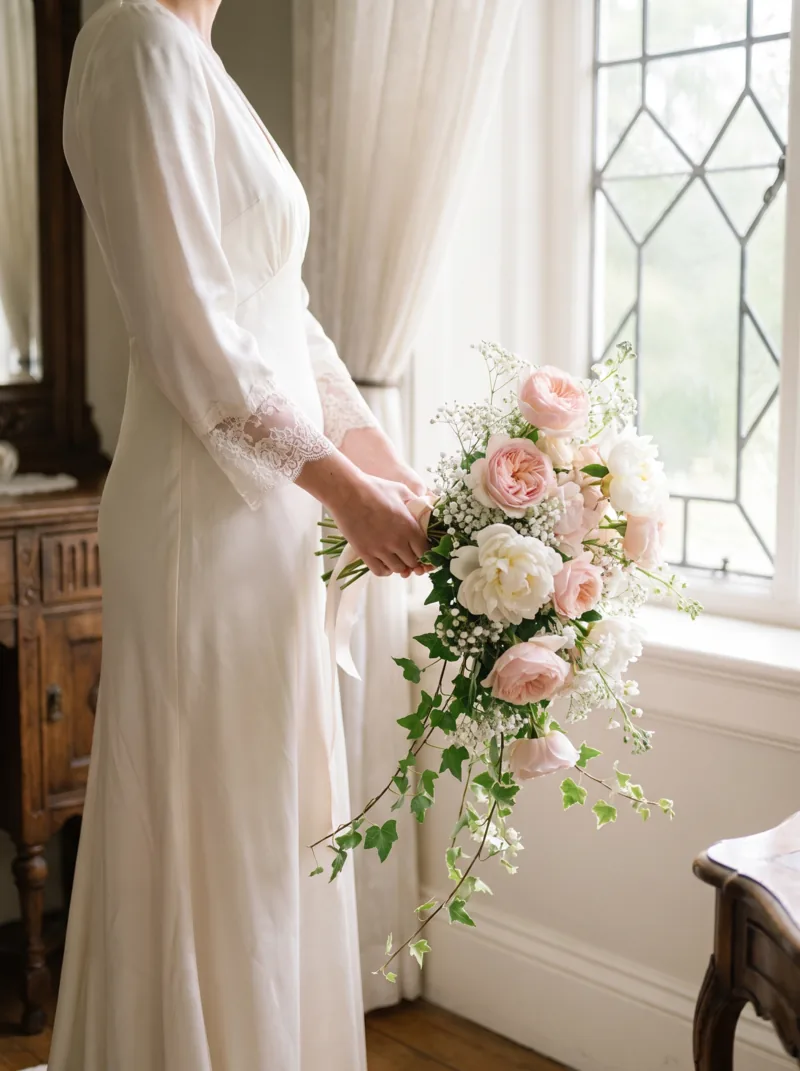 Bridal bouquet with blush roses